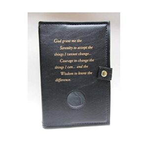 culver enterprises deluxe double alcoholics anonymous aa book cover for the big book & 12 steps & 12 traditions medallion holder black