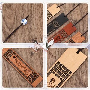 4 Pcs Bookmark Gift Box Set, Vickes Handmade Natural Wooden Bookmarks with Beautiful Carving, Unique Bookmarks Gift for Men Women