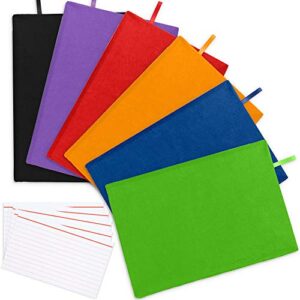 stretchable book covers for hardcover books up to 9 x 11 inches, ruled lined index card included, easy to put on stretch fabric covers dustproof waterproof windproof,6 pack