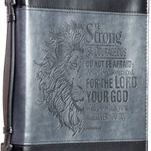 Custom Bible Cover for Men Two-Tone Joshua 1:9 Faux Leather Christian Gift for Father, Brother, Son, Grandpa, Grandson Laser Engraved Imprinting Your Text Name (Medium)