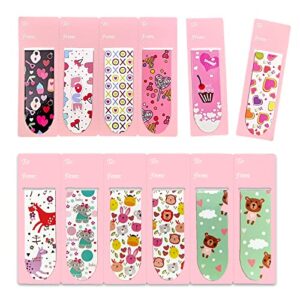 36 pcs magnetic bookmarks valentine’s day gifts for kids valentines bookmark with 12 different cute designs for school prizes classroom exchange party supplies