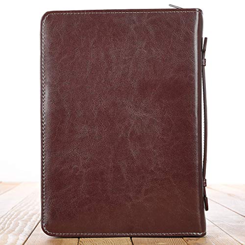 Christian Art Gifts Men's Classic Bible Cover I Know The Plans Jeremiah 29:11, Brown/Tan Faux Leather, Large