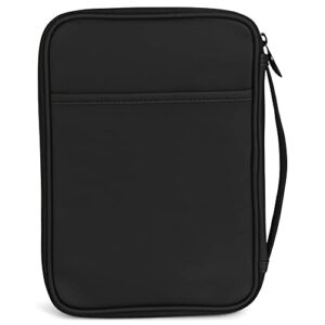 Cross Solid Blank Black Thinline Vinyl Zippered Bible Cover Case with Handle