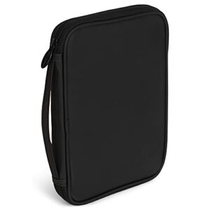 Cross Solid Blank Black Thinline Vinyl Zippered Bible Cover Case with Handle