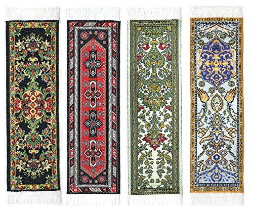 Oriental Carpet Rug Bookmarks #2 (Set of 4) Beautiful, Elegant, Woven Cloth Bookmarks! Oriental Carpet Rug Bookmarks - Beautiful, Elegant, Woven Cloth Bookmarks! Best Gift