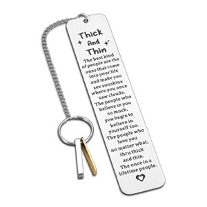 through thick and thin best friend gift, bookmark for friend book lovers, friendship gift for women friends, birthday graduation gifts for her him, sentimental gift for girlfriend boyfriend gift ideas