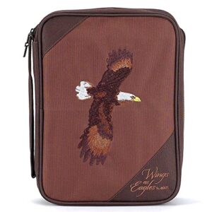 brown eagles reinforced polyester bible cover case with handle, x-large