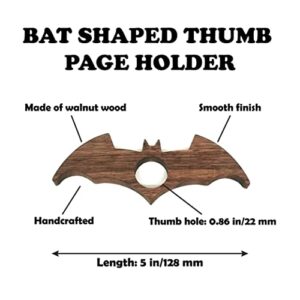 PHILIPCO - Thumb Book Page Holder for Reading | Bat Shaped Wooden Book Page Holder | Book Thumb Holder - Reading Accessories for Book Lovers Gift Ideas - Book Holder Thumb Cool Gifts for Book Lovers