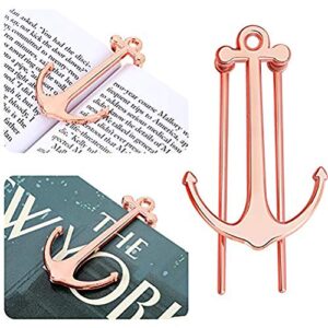 creative anchor bookmark for reading hands free metal bookmark page holder book holder students teachers graduation gifts school office supplies (rose)