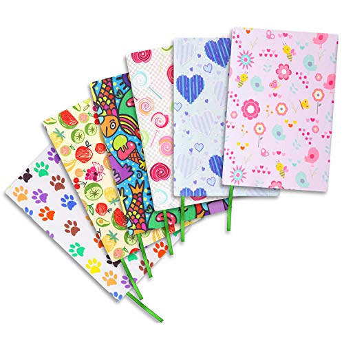 Pink Carousel Fabric Book Covers with Ribbon Bookmarks. Stretchable, Washable, Reusable Book Protectors for Medium to Large Hard Cover Schoolbooks and Textbooks. Fit Books 6" X 9" - 9” X 11."