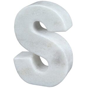 creative home natural marble stone letter s bookends paper weight office shelf organizer table top decorative piece, 4″ w x 5.9″ h, 1.5″ d, off-white (color may vary)