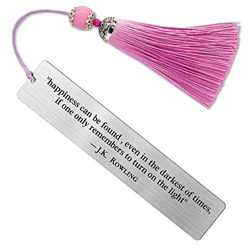 Hafhue Happiness Can be Found Even in The Darkest of Times, If One Only Remembers to Turn On The Light Metal Bookmark Book Lover Gifts for Women Back to School Gifts