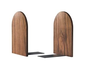 large bookend hold heavy books- 7x4x5in wood bookends for heavy books heavy duty walnut book ends for men wood bookends for office desk non-skid