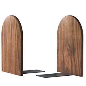 Large Bookend Hold Heavy Books- 7x4x5in Wood Bookends for Heavy Books Heavy Duty Walnut Book Ends for Men Wood Bookends for Office Desk Non-Skid