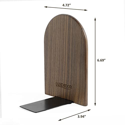 Large Bookend Hold Heavy Books- 7x4x5in Wood Bookends for Heavy Books Heavy Duty Walnut Book Ends for Men Wood Bookends for Office Desk Non-Skid