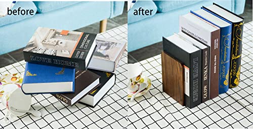 Large Bookend Hold Heavy Books- 7x4x5in Wood Bookends for Heavy Books Heavy Duty Walnut Book Ends for Men Wood Bookends for Office Desk Non-Skid