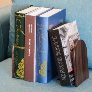 Large Bookend Hold Heavy Books- 7x4x5in Wood Bookends for Heavy Books Heavy Duty Walnut Book Ends for Men Wood Bookends for Office Desk Non-Skid