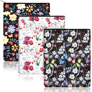 3 pcs book floral sleeve cute book covers book protector book pouch fabric book cover protector with zipper for book lovers washable, medium 11 inch x 8.7 inch