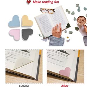 HNQCPCVU 6pcs Leather Bookmarks for Women with Heart Shape, Cute Corner Bookmark, Book Accessories for Reading Lovers, Book Markers for Women, Bookmarks for Book Lovers (Heart)