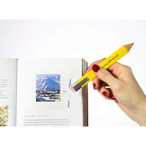 New Pen Bookmark with Refills | Erasable Ballpoint Gel Pen and Bookmark 3-in-1 | Ink Novelty Pen with Eraser | Page Marker | Book Marker | Page Holder Clip | Gift for Reader and Writer (Yellow)