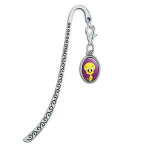 looney tunes tweety bird metal bookmark page marker with oval charm