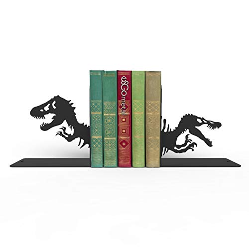 Dinosaur Bookends, Bookends for Shelves, Book Ends for Office, Modern Bookends for Desk and Bookshelves, Metal bookends, Heavy Duty Metal Black Bookend Support, Creative Book Ends.