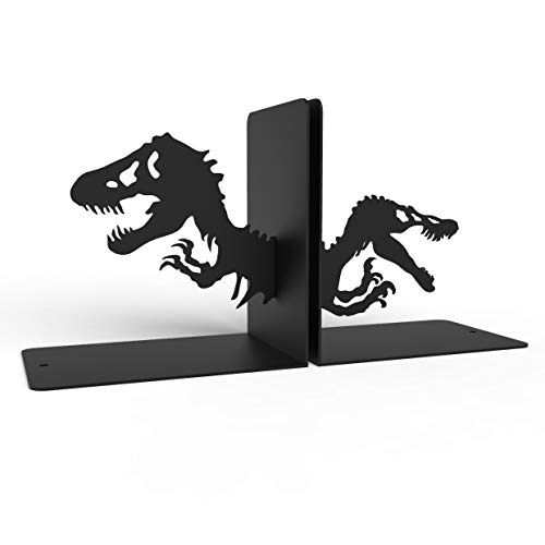 Dinosaur Bookends, Bookends for Shelves, Book Ends for Office, Modern Bookends for Desk and Bookshelves, Metal bookends, Heavy Duty Metal Black Bookend Support, Creative Book Ends.