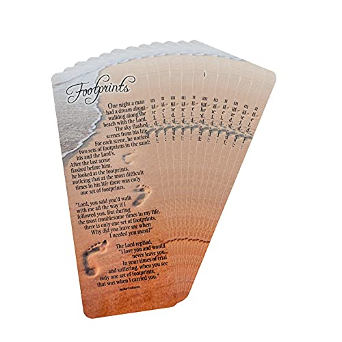 Footprints Inspirational Poem Sandy Waves Cardstock Bookmarks, Pack of 12