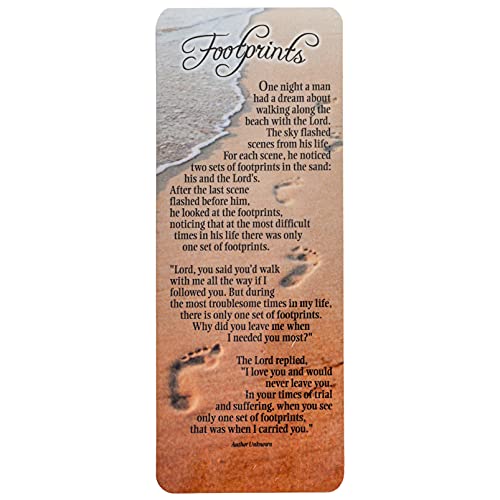 Footprints Inspirational Poem Sandy Waves Cardstock Bookmarks, Pack of 12