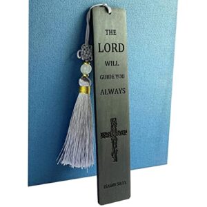 bible verses bookmarks, inspirational christian gifts for men women, religious gifts for book lover (the lord will guide you always – black)