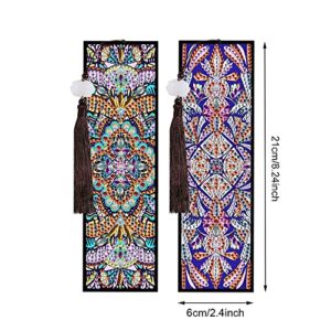 hardware store 112 2 Pieces Mandala Style Diamond Painting Bookmarks PU Leather Art Bookmarks with Tassels Rhinestone Bookmarks Art Kit Best Painting Gifts for DIY Artwork, B-1026