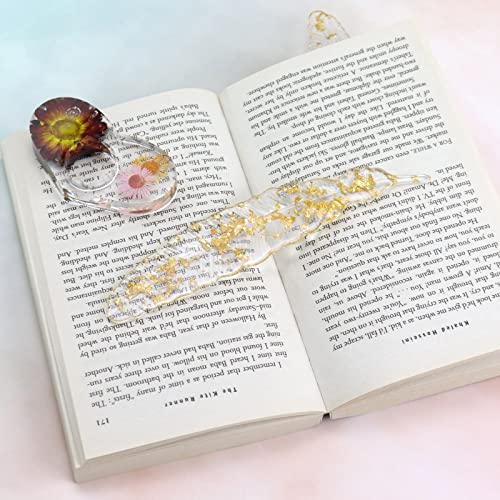 Motiloo Feather Shape Silicone Mold,Bookmark Resin Mold Set with Book Page Holder Reading Rings Birthday Gifts for Teachers Women Readers Book Lover