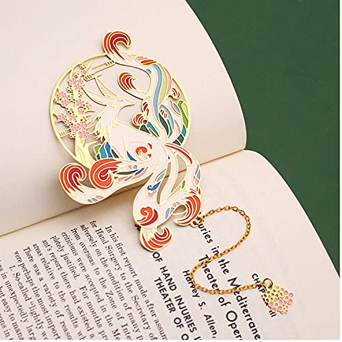 Aygrün Metal Bookmarks for Women, Kitsune Bookmark Fox Cool Golden Book Marker, Reading Book Lovers Gift for Readers, Best Friend, Teacher, Kids, Men and Girls