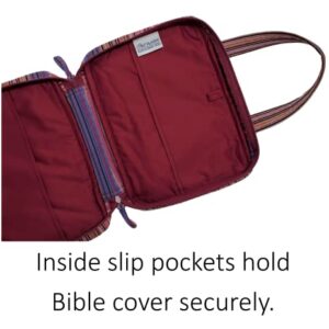 Shenaini Bible Covers for Men, Women – Ladies, Men’s Bible Cases in Medium, Large, Extra Large Sizes - Chic Bible Covers with Pockets, Handles & Zipper (Wild Plum, Extra Large)