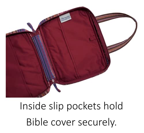 Shenaini Bible Covers for Men, Women – Ladies, Men’s Bible Cases in Medium, Large, Extra Large Sizes - Chic Bible Covers with Pockets, Handles & Zipper (Wild Plum, Extra Large)