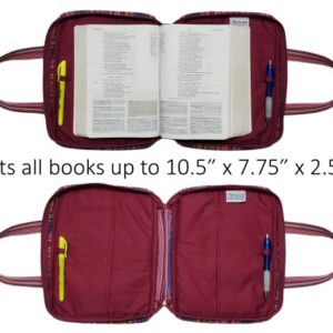 Shenaini Bible Covers for Men, Women – Ladies, Men’s Bible Cases in Medium, Large, Extra Large Sizes - Chic Bible Covers with Pockets, Handles & Zipper (Wild Plum, Extra Large)