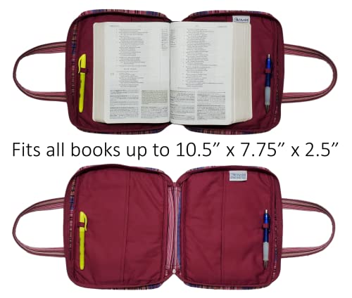 Shenaini Bible Covers for Men, Women – Ladies, Men’s Bible Cases in Medium, Large, Extra Large Sizes - Chic Bible Covers with Pockets, Handles & Zipper (Wild Plum, Extra Large)