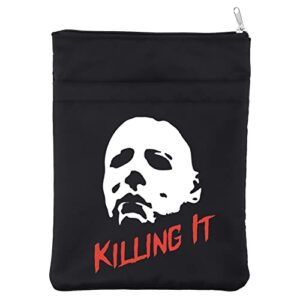horror movie inspiration book sleeve killing it book cover killer characters book pouch halloween gift waterproof book protector gift for scary film fans (killingitbb)