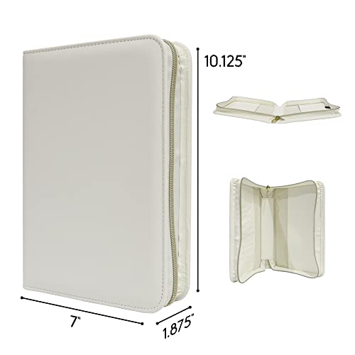 10x7 Inch Personalized Bible Cover – Create Your Own Design, Custom Bible Cover and Carrying Case with Handle – Leatherette Book Covers and Bible Case for Women - White (Design 4)