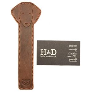 Hide & Drink, Leather Dog Bookmark / Holder / Animal / Pagemarker / Readers / Book Lovers, Handmade Includes 101 Year Warranty :: Bourbon Brown
