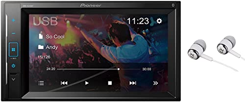 Pioneer 6.2" VGA Touchscreen WebLink Double DIN, Bluetooth USB MP3 Aux Input, in-Dash Multi-Color Illumination Digital Media Receiver/Free Alphasonik Earbuds