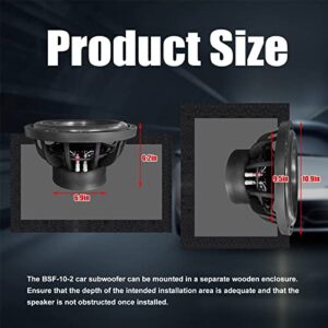 H YANKA 10 Inch Subwoofer - 10 Inch Paper Cone Subwoofer Car Audio, Black Steel Basket, Dual Voice Coil 2 Ohm Impedance 10 subwoofer, 1200W MAX Power 10 inch Competition Subwoofer