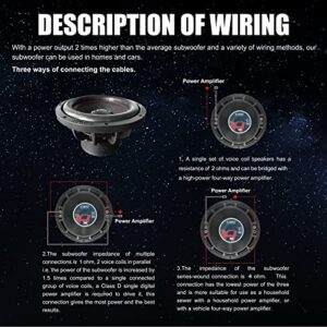 H YANKA 10 Inch Subwoofer - 10 Inch Paper Cone Subwoofer Car Audio, Black Steel Basket, Dual Voice Coil 2 Ohm Impedance 10 subwoofer, 1200W MAX Power 10 inch Competition Subwoofer