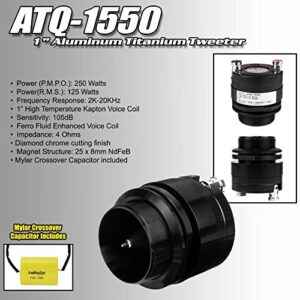 2) Audiopipe ATQ-1550 1" 200W 4 Ohm Aluminum Titanium Car Audio Bullet Tweeters