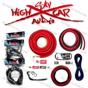 dual amp kit sky high car audio 1/0 ofc to dual 4 gauge ofc complete install kit (red/black)