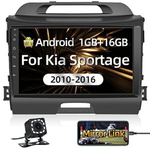 car radio for kia sportage 2010-2016 android car stereo with gps navigation, 9″ touchscreen car radio with bluetooth, rds/fm, backup camera, wifi, swc, usb, ios/android phone mirror link