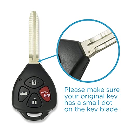 Keyless2Go Replacement for New Keyless Entry Remote Car Key for Select Toyota Avalon Corolla Vehicles That Use GQ4-29T with 4D67 Chip