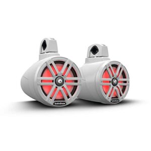 rockford fosgate m2wl-8 color optix multicolor led lighted 8″ 2-way marine wake tower cans & speakers 250 watts rms / 1000 watts peak with stainless & sport grilles, mounting hardware – white (pair)