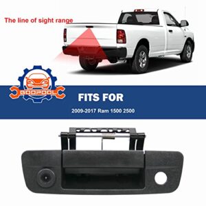 Tailgate Handle Backup Camera Rear View Compatible with 2009-2017 Dodge Ram 1500 2500 3500（RCA Connector）