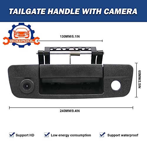 Tailgate Handle Backup Camera Rear View Compatible with 2009-2017 Dodge Ram 1500 2500 3500（RCA Connector）